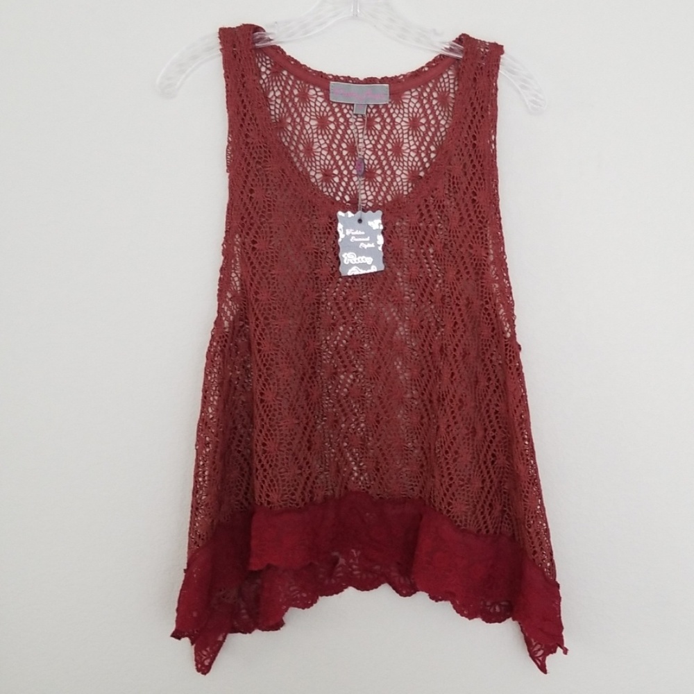 Pretty Angel Boho Crochet Lace Tank Top Size M